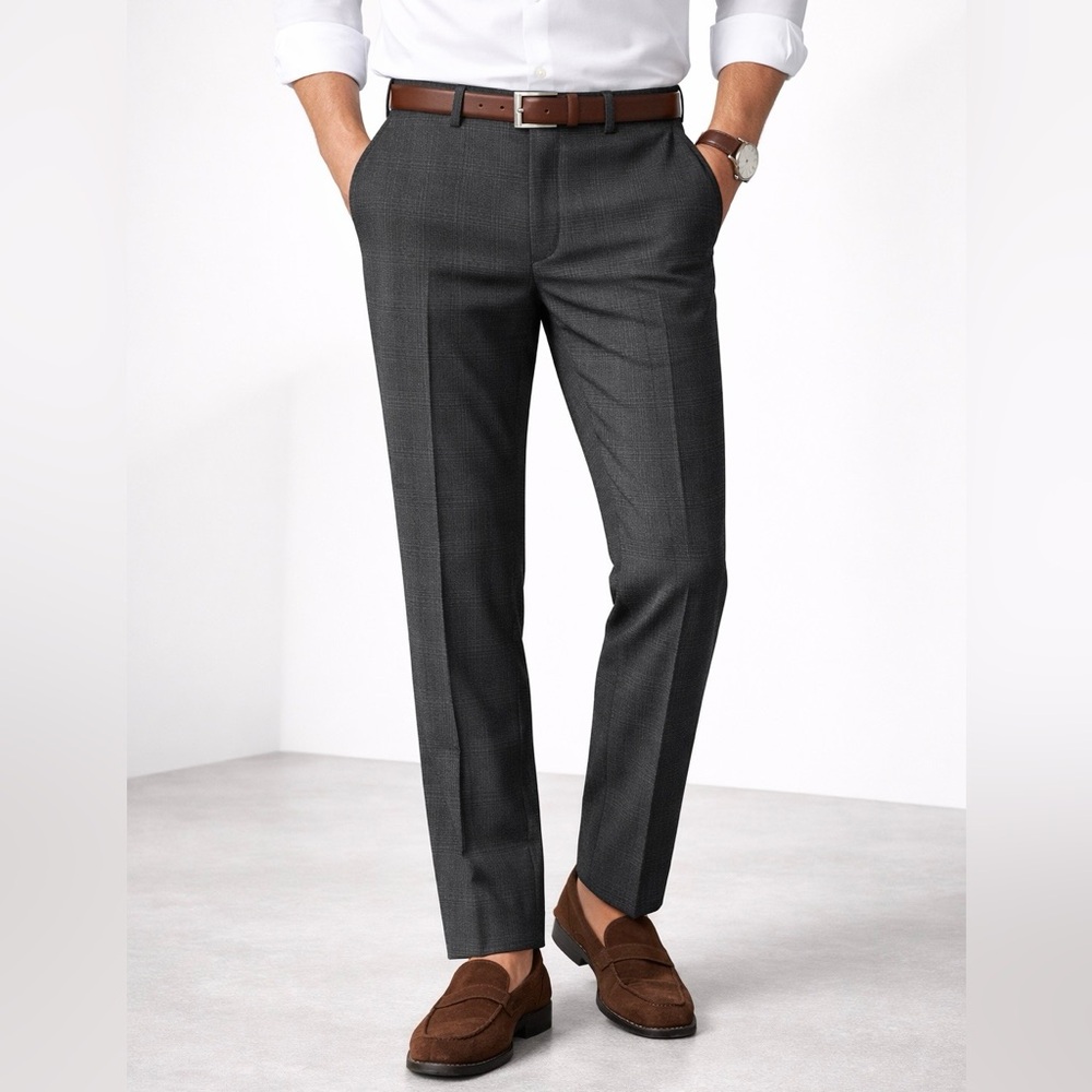 Ralph Lauren Gray Glen Plaid Pants Mens 36 x 30 Stretch Office Quiet Luxury EUC